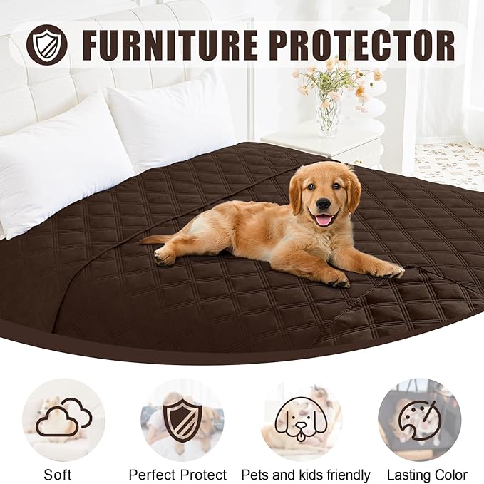 Smiry Waterproof Dog Bed Cover Blanket 30x53, Soft Reversible Pet Blanket, Washable Leakproof Cats Dogs Couch Cover for Sofa, Couch, Furniture, Chocolate/Chocolate