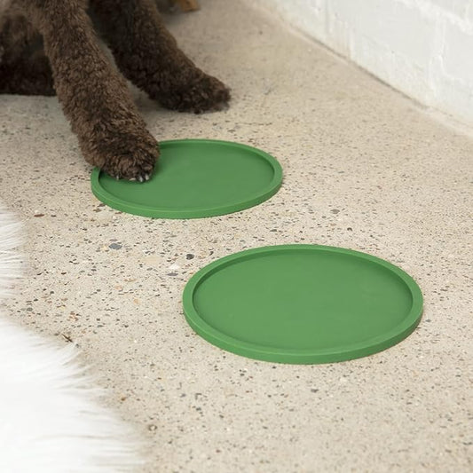 Waggo Habit Silicone Dog Placemat – Set of 2 Modern Heavyweight Silicone Dog Food Mats, Dishwasher Safe, Non-Slip, Solid Color – White (Small, 6")