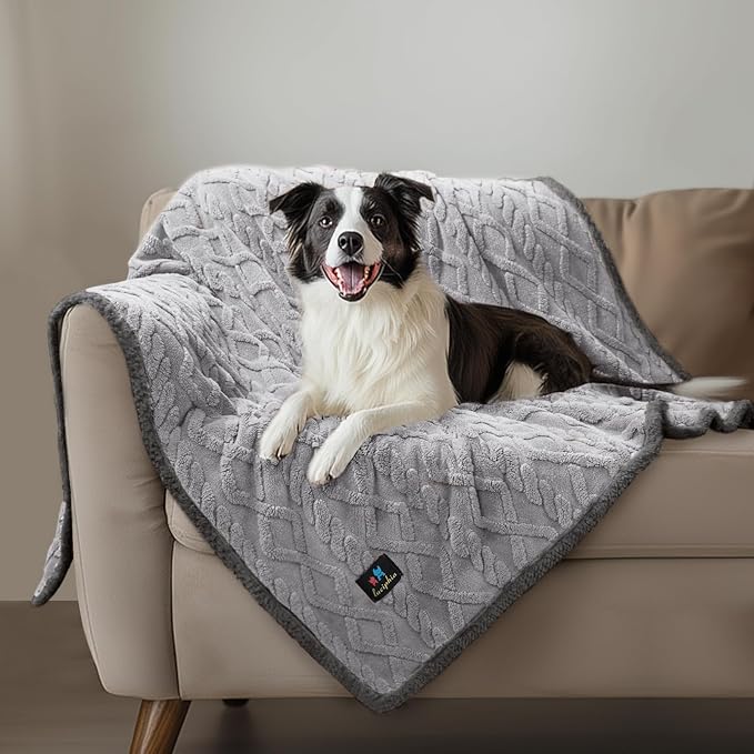 Luciphia Waterproof Pet Blanket, Liquid Pee Proof Dog Blankets for Sofa Bed Couch, Reversible Sherpa Fleece Furniture Protector Cover for Small Medium Large Dogs Cats,Light Grey Small(40" x 28")