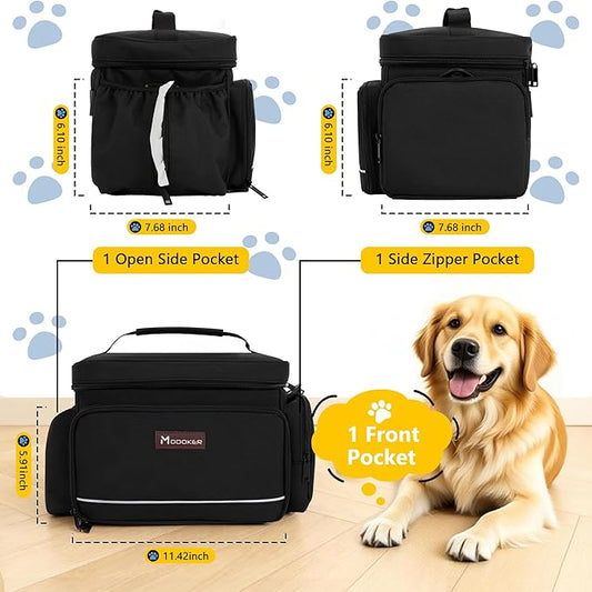Modoker Dog Travel Bag Airline Approved Pet Cat Tote Organizer for Weekend Trips, 2 Bowls, 2 Food Containers & Feeding Mat