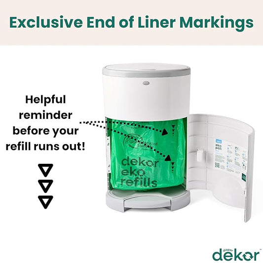 Diaper Dekor CLASSIC Diaper Pail Refills, Unscented, Exclusive End-of-Liner Marking, Thick Quick & Easy to Replace, Most Economical Refill System for Original and Eko Style Pails,(Pack of 24)