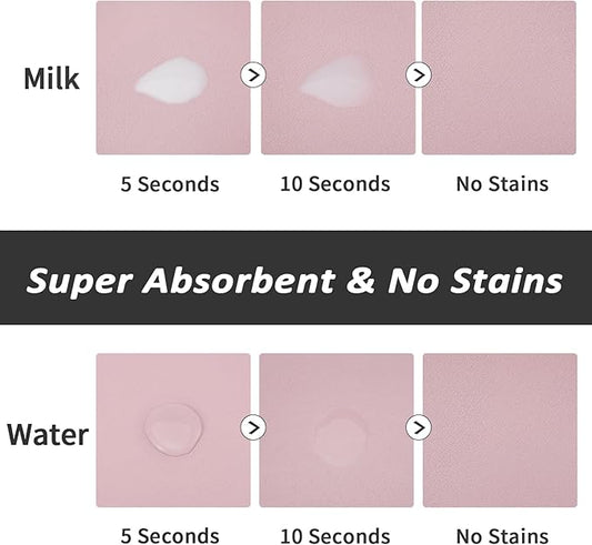 Dog Food Mat - Absorbent Cat Mat for Food and Water, No Stains Pet Feeding Bowl Mat, Easy to Clean Pet Placemats, Quick Dry Dog Water Dispenser Mat for Messy Drinkers | Paw Pink 18"x28"