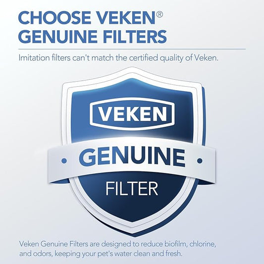 Veken Cat Water Fountain Filters, 12 Pack Replacement Filters & 12 Pack Replacement Pre-Filter Sponges Set for 50oz, 84oz, 95oz or 108oz Automatic Pet Fountain Dog Water Dispenser