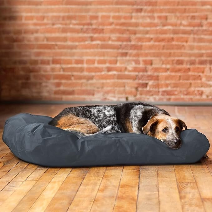 Dog Bed Cover for 36" L 27" W 3" H - 600D Oxford Waterproof with Zipper and Carry Handle - Washable, Cover Only (Gray)