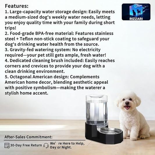 Sfozstra Large Dog Water Dispenser: 7L Automatic Gravity Water Feeder - Less Refills All-Day Water - No Mess Keeps Floors Dry - No Electricity - for Medium Dogs & Multi-Pet Homes - Workday/Pet Station