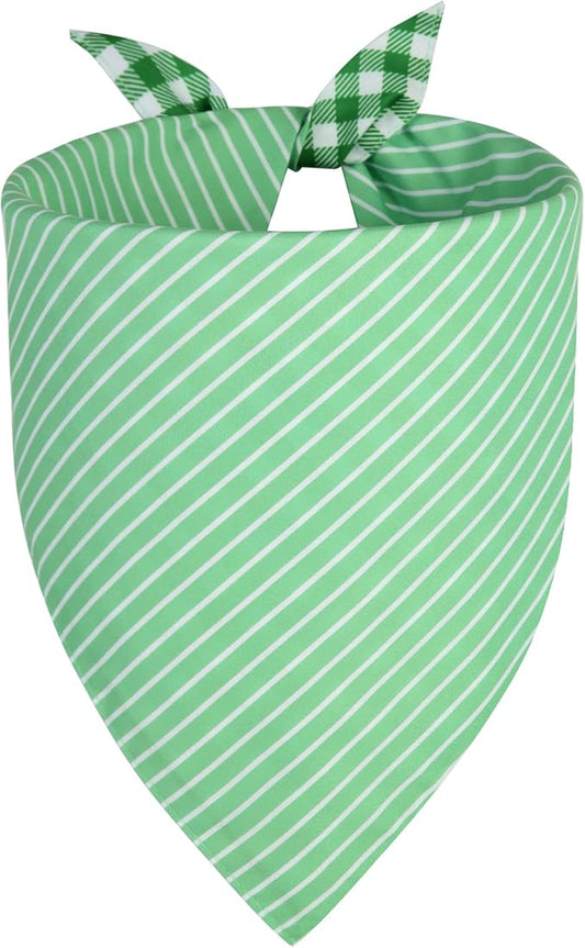 Dog Bandana Green Large 1PCS, Summer Spring Scarf for Boy and Girl, Durable Triangle Reversible Bibs Handkerchief for Puppy Pet