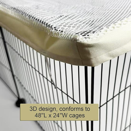48x24 Cage Cover, Ventilated Mesh Top for C&C Midwest Guinea Pig Cage, Breathable & Escape-Proof Small Animal Enclosure Lid with Secure Clips for Rabbits, Chinchillas(Not Include cage)