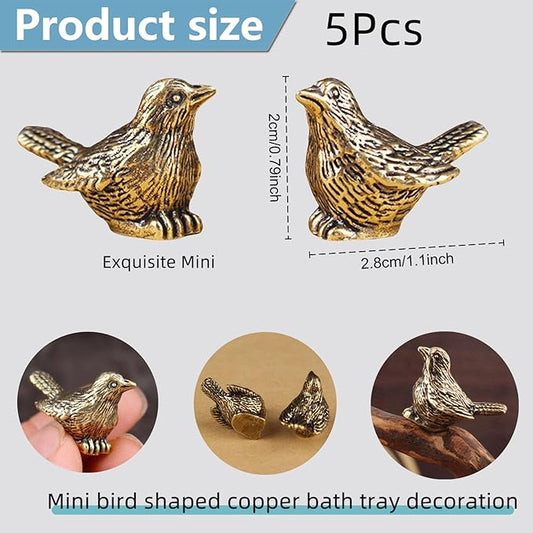 5 Pcs Mini Brass Bird Shape Copper Bath Disk Birdbath Cleaner Purification Physical, All-Season Safe Clean Water Solution, Fit for Outside Birdbaths, Outdoors Bowl, Garden Decor