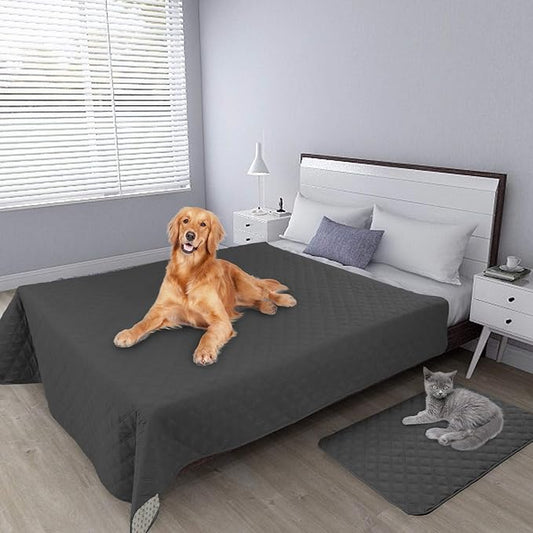 Easy-Going 100% Waterproof Dog Bed Cover, Non-Slip Pet Blanket for Furniture, Washable Couch Cover, Repleasement Sofa Cover (96x82 in, Dark Gray)