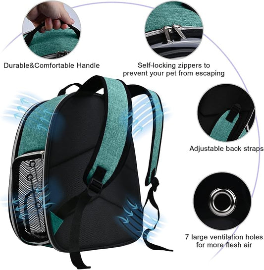 BAGLHER Cat Carrier Backpack Bubble - Fit Up to 18 Lbs - Airline-Approved Dog Backpack Carrier for Small Pets Puppies Dogs Bunny, Space Capsule Dog Carrier Backpack for Travel Outdoor Hiking, Green
