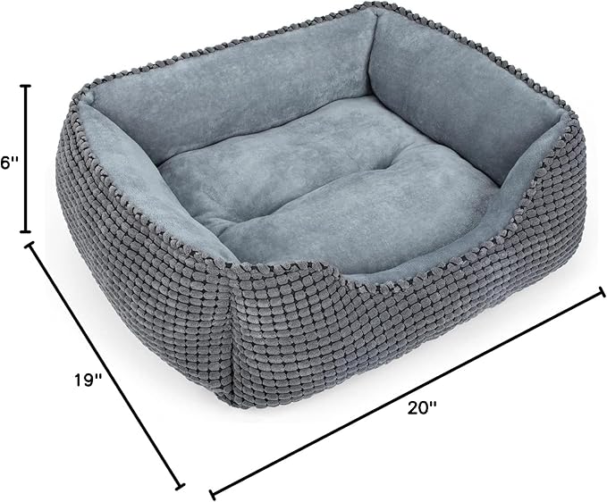 MIXJOY Dog Bed for Large, Medium, Small Dogs - Rectangle, Washable, Orthopedic, Soft Cat Beds - Anti-Slip Bottom, Multiple Sizes (35'', Grey)