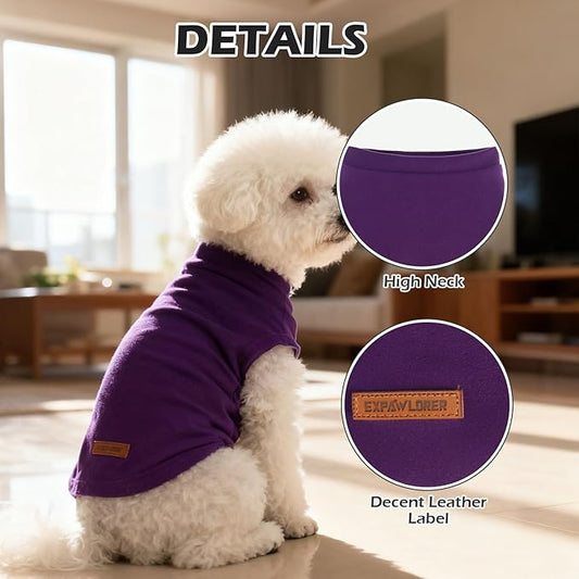 EXPAWLORER Soft Cat Sweater - Sweaters for Cats Only Warm Kitten Clothes, Fall and Winter Pet Coat Pullover Design, Fleece Sweatshirt Clothing Also for Puppy Small Dogs, Purple L