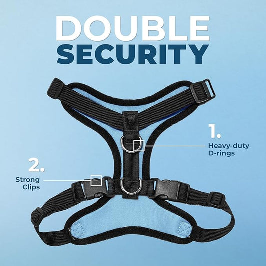 Voyager Step-in Pet Harness - All Weather Mesh, Adjustable Step in Harness for Cats and Dogs by Best Pet Supplies - Baby Blue/Black Trim, M