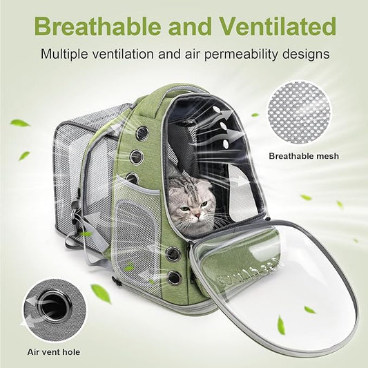 Expandable Cat Backpack,Cat Bubble Backpack Carrier for Carrying Cats, Pets and Small Dogs,Airline-Approved,Designed for Travel, Hiking, Walking,Car