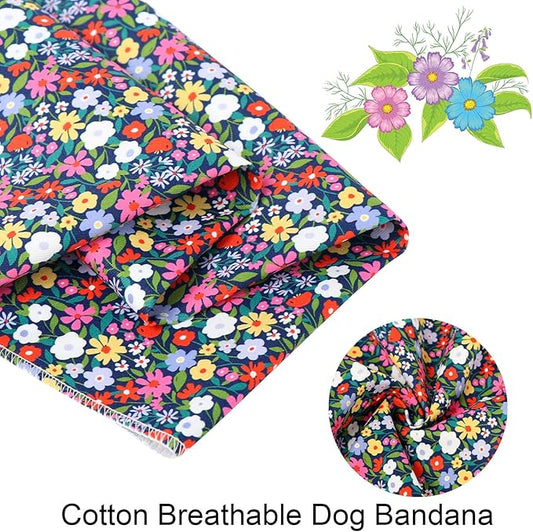 ARING PET Floral Dog Bandana, Spring Summer Colorful Flower Girl Pet Bandana Scarf Triangle Bibs for Puppy Small Medium Large Dogs-S