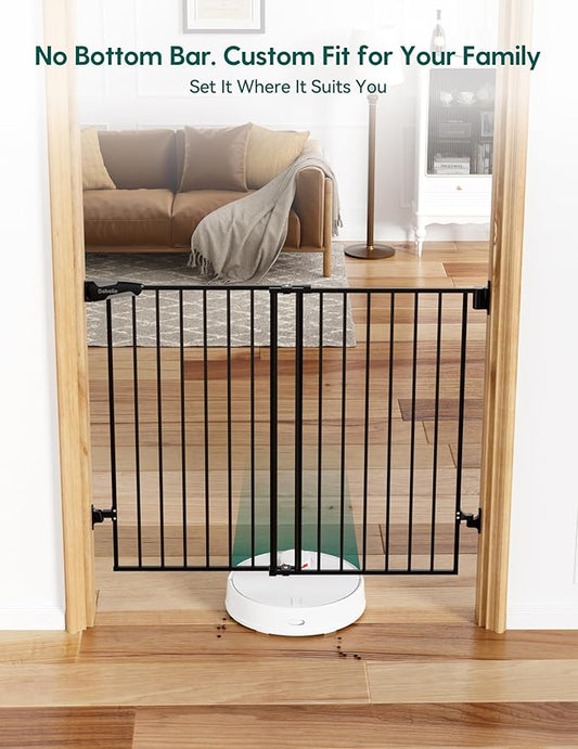 Babelio Baby Gate for Stairs, Kitchen & Doorways, No Bottom Bar| Easy Install| One-Handed Operation| Auto-Close| Hardware Mount Safety Dog Gate (Black - B17, 34" H, 26-43" W-Standard 2 Pcs)