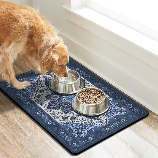 Pet Feeding Mat for Floors Waterproof Dog Mat for Food and Water Absorbent Quick Dry Non Slip mat for Cat Bowls
