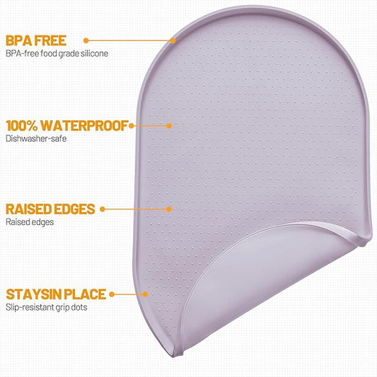 Hubulk 100% Waterproof Silicone Pet Feeding Mat with Raised Edge for Food and Water, Dog Bowl Mats, Cat Bowls Placemat with High Lip Protects Floor for Cats and Dogs (Dove, 32" L x 24" W)