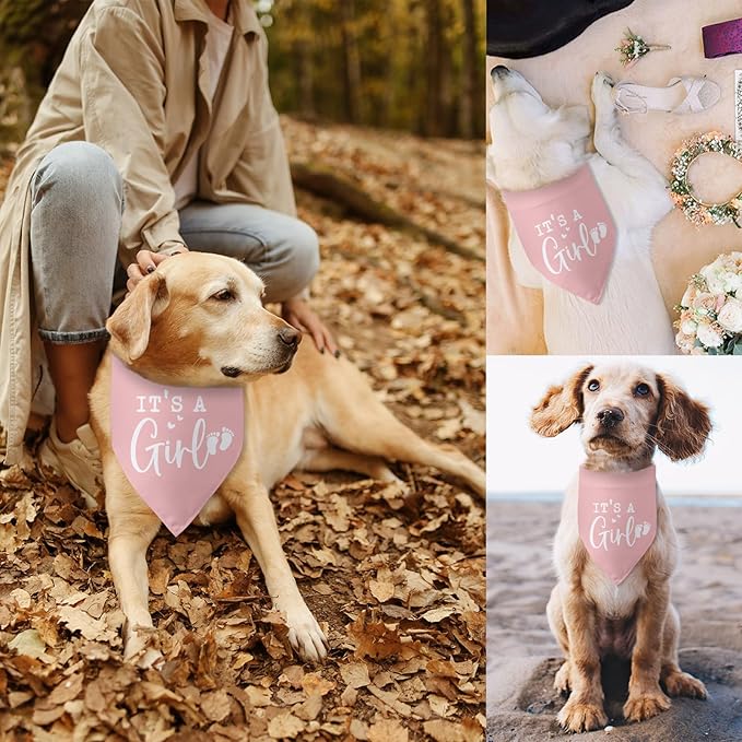 Its a Girl Pink Dog Bandana Baby Announcement Pregnancy Announcement Photo Props Girl Dog Accessories for Large Medium Small Dogs