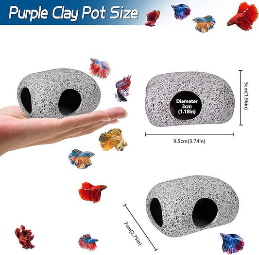Aquarium Decorations Cave Fish Tank Accessories Rock Decor for Shrimp Cichlid Hiding Breeding Small Fish Bowl Hide Decoration Betta Toys Hideout Stones House(Small)