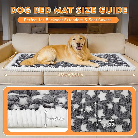 Car Back Seat Mat for Dog 53"x24" Dog Bed for Car Scratch Proof Non Slip Thick Odorless Non Fading Pet Travel Cushion Bed Overlay for Hard Bottom Extender & Cat Rabbit Pet Car Seat Cover Protector