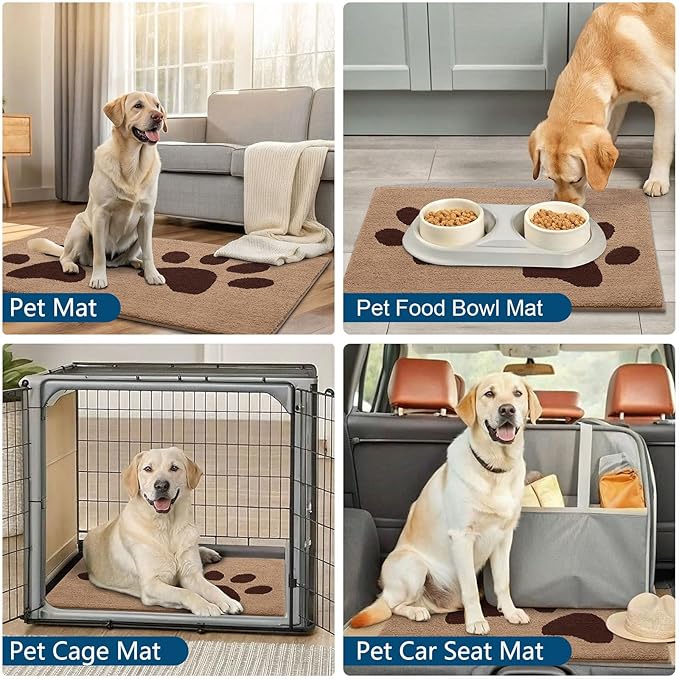 Buganda Dog Door Mat for Muddy Paws, Absorbent Dirt Trapper Washable Indoor Doormats, Non Slip Low-Profile Mud Mat for Dogs, Front Entrance Doormat for Inside Floor (59x24 Inches, Beige)