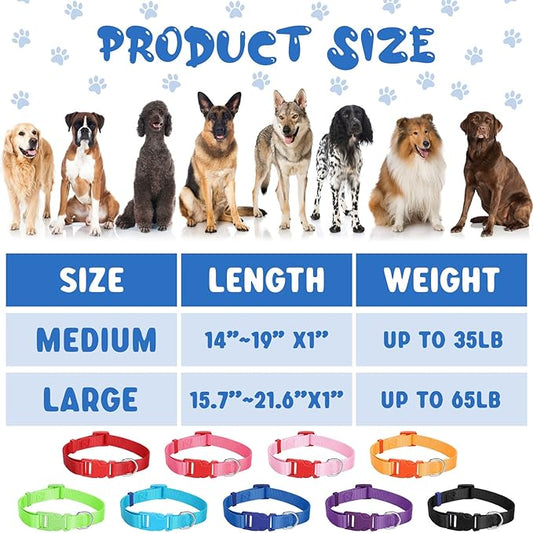 Amylove 27 Pcs Dog Collar Bulk Adjustable Nylon Puppy Collar for Small Medium Large Dogs Multiple Pet with Quick Release Buckle for PET Travel Walk Daily(Large,Cute Colors)