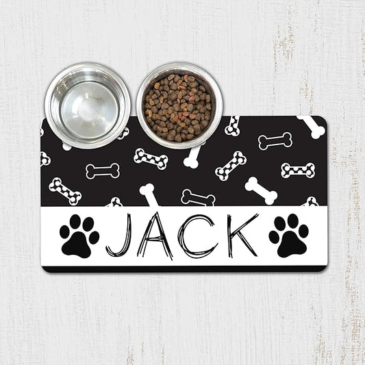 12"x 22" Custom Pet Food Mat - Personalized Dog Cat Water Bowl Placemat - Non-Slip & Absorbant - Your Own Pet's Name - Flexible & Easy to Store & Portable - Multiple Color Options - 12x22 inches