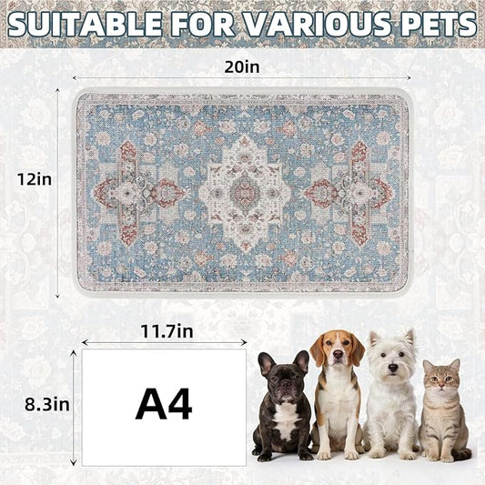 PUPTECK Dog Food Mat, Absorbent Pet Feeding Bowl Mat, Non-Slip Dog Mat for Food and Water, Quick Dry No Stains Cat Placemats Pet Supplies for Messy Drinkers, Blue 12"x20"