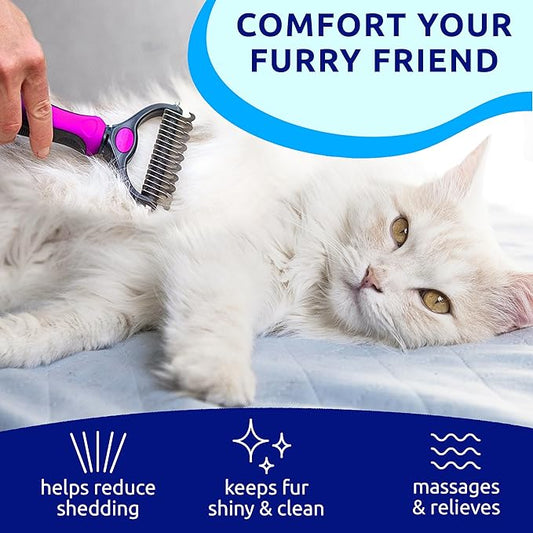 Pat Your Pet Deshedding Dog Brush For Shedding – Cat Brushes For Indoor Cats, Double-Sided Cat Brush Deshedding & Grooming Tool For Long Haired And Short Haired Dogs, Skin-Friendly