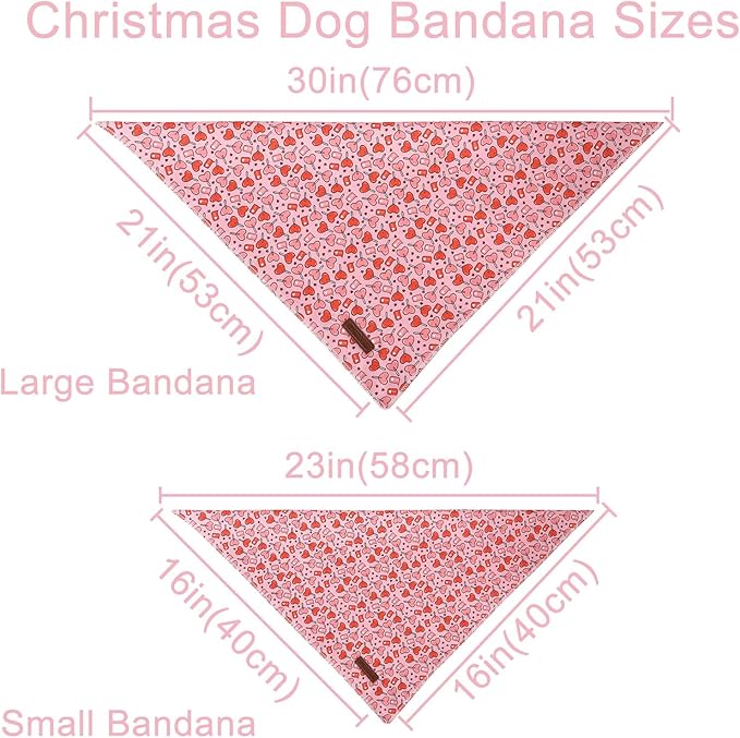 Valentine Dog Bandana, Pink Heart Triangle Bid Scarf for Small Medium Dog, Cotton Pet Kerchief for Girl Boy Dogs or Cats, Red Dog Bandana, Cute Adorable Puppy Bandana