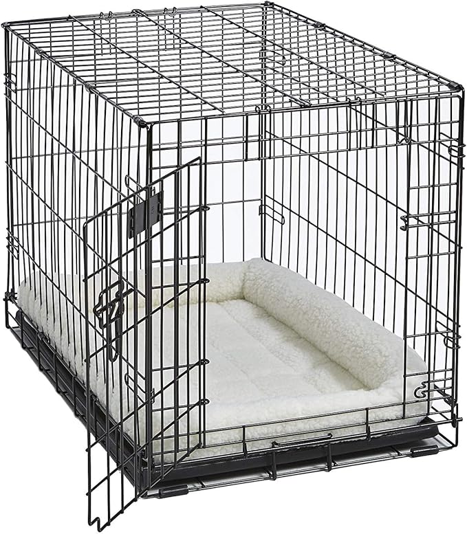 MidWest Homes for Pets QuietTime Dog Bed – White Fleece Bolster, Ultra-Soft and Machine Washable, Fits 30-Inch Crates and Carriers, for Medium Breed Dogs