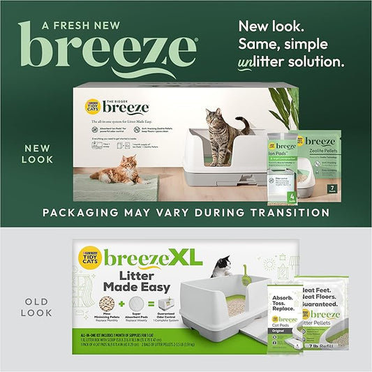 Purina Tidy Cats Litter System, Non-Clumping, Breeze XL All-in-One Odor Control & Easy Clean Multi Cat Box - 18 lb. Box