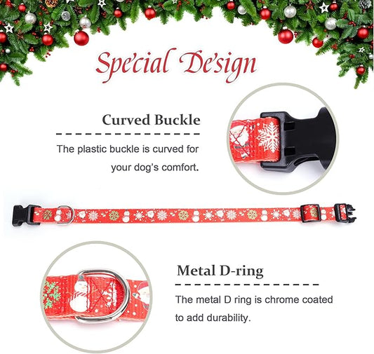 Christmas Dog Collar with Buckle Adjustable Safety Nylon Collars for Small Medium Large Dogs, Cute Stylish Girl Boy Christmas Dog Collar (Christma Red,M)