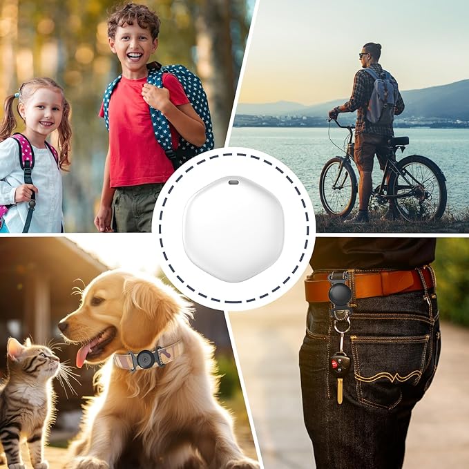 GPS Tracker for Dogs, Mini GPS Cat Tracker, IPX8 Waterproof GPS Tracker for Cats with Holder, No Monthly Fee, Work with Apple Find My(iOS Only), Smart Trackers for Dogs Finder Trackers Pets(Pink)