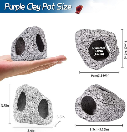 Ameliade Aquarium Decorations Cave Fish Tank Accessories Rock Decor for Shrimp Cichlid Hiding Breeding Small Fish Bowl Hide Decoration Betta Toys Hideout Stones House(Medium)