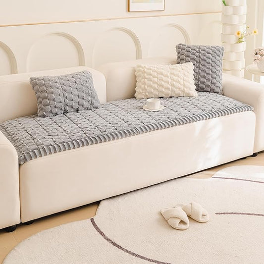 Couch Cover for Dogs Fuzzy Sofa Covers for Pet, Geometric Jacquard Coral Pet-Friendly Washable Non-Slip Sofas Slipcover Cushion Protector Pets Mat Dog Bed Mats Dim Gray 27.6”x 59.06”