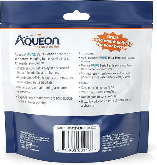 Aqueon Pure Betta Beads, Blue (Pack of 2)