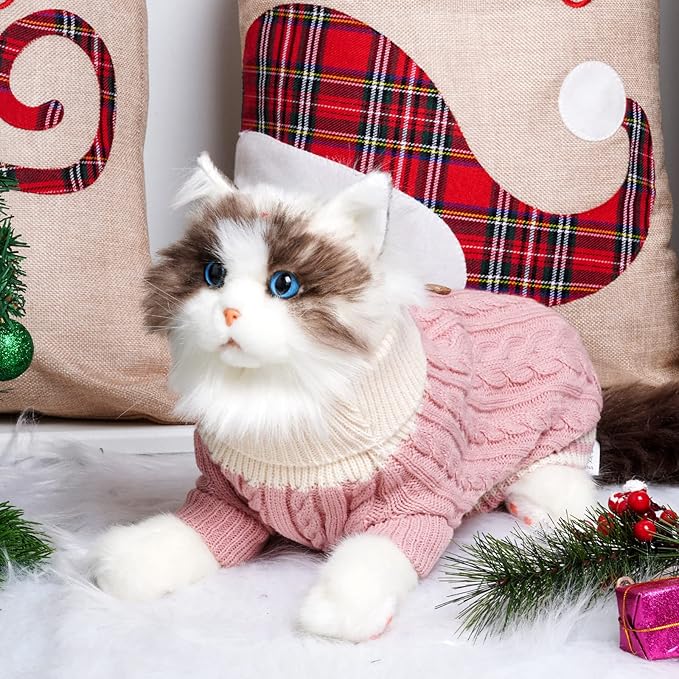 Dog Sweater Turtleneck Knitwear Doggie Pullover Sweater Doggy Winter Coat Warm Pet Clothes Puppy Holiday Clothing Buttons Knitted Outfits for Small Cats Dogs Cold Weather (X-Large)