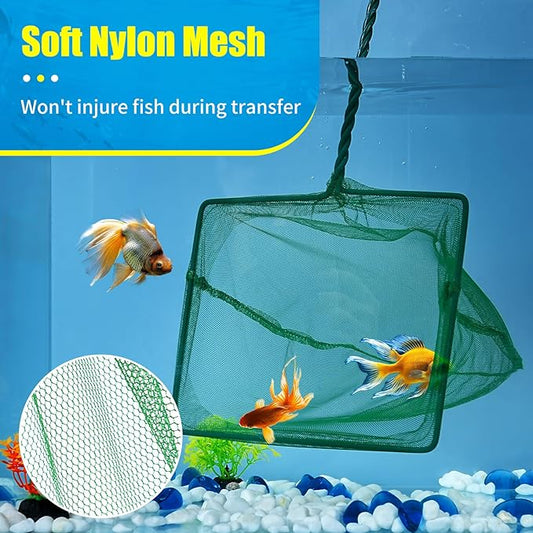 AQUANEAT 8 Inch Aquarium Fish Net, Wastes Skimming Cleaning Tool with Firm Handle for Fish Tanks Small Ponds