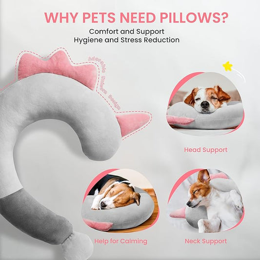 Dog Pillow - Soft Neck Pillows for Dogs, Washable Dog Calming Pillow for Better Sleep, Reduces Anxiety, Gift for Medium/Large Dogs and Cats