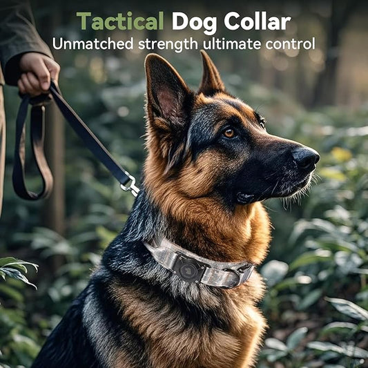 2026 Upgrade Waterproof AirTag Dog Collar, Military Tactical Dog Collar with AirTag Holder, Comfortable Control Handle and Metal Buckle, GPS Dog Collar Holder for Medium to Large Dogs (Digital camo,L)