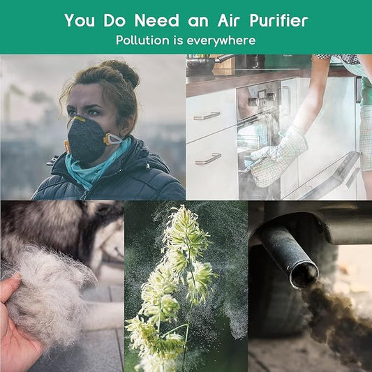 Afloia Air Purifiers for Home Large Room Up to 880 Ft², Efficient Filter Air Cleaner for Allergies, Pets Hair Odor Dust Smoke Mold Pollen, Fillo White