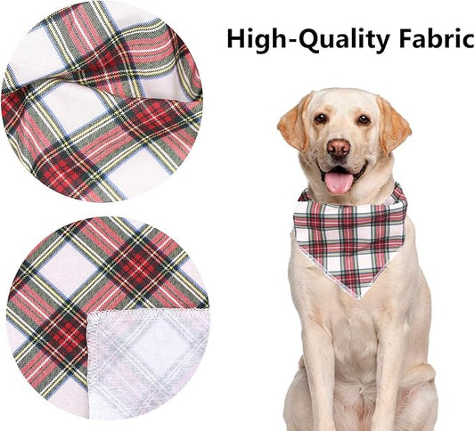 ARING PET Christmas Dog Bandanas, Red Green White Plaid Kerchief Triangle Bibs Scarf for Puppy Small Medium Large Boy Girl Dogs Cats-L