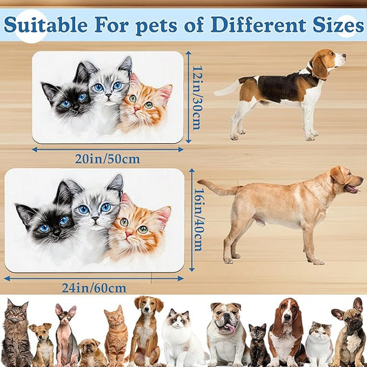 Cute Cats Pet Food Mat for Cats and Dogs–Christmas Stocking Absorbent Quick Dry Feeding Placemat, Non Slip Rubber Base, Waterproof Bowl Mat for Indoor Use, Pet Supplies 16"x24"