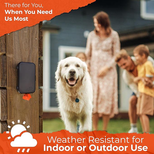 Dog Poop Bag Dispenser - Outdoor or Indoor Pet Waste Bag Dispenser Station - Stick-On or Screw-On Wall Mount - Poop Bags Storage Outdoor Container - Includes 4 Doggie Bag Rolls (Black)