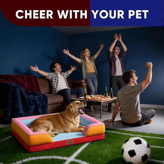 Comfort Expression Orthopedic Dog Bed for Extra Large Dogs 45x35 Inch, Waterproof Egg Crate Foam XL Pet Bed with Removable Bolsters, Dog Couch with Washable Cover & Non-Slip Bottom, Miami