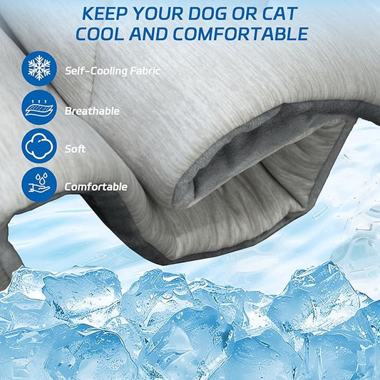 Dog Cooling Mat Self Coolings Foldable Cooling Pad for Dog in Summer Coolings Mat for Dogs and Cats Machine Washable (Rectangle,Gray, Medium-36 L x 23" W)