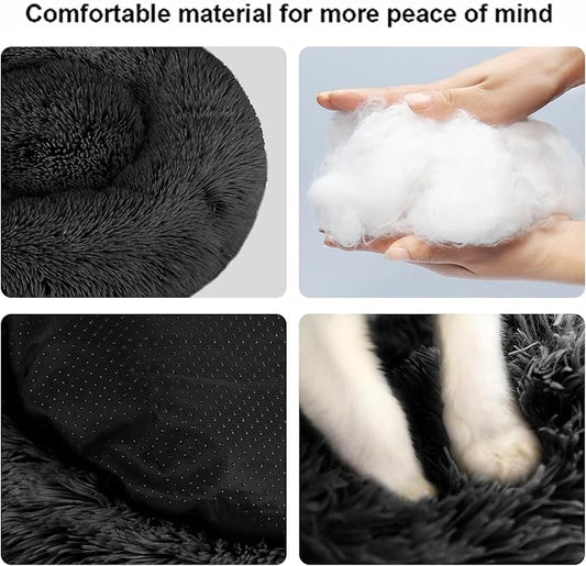 Dog Bed for Small Medium Large Dogs, 24 inch Calming Dogs Bed, Washable-Round Cozy Soft Pet Bed for Puppy and Kitten with Slip-Resistant Bottom
