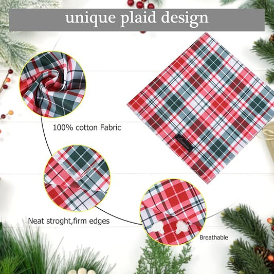 ARING PET Christmas Dog Bandanas, Red Green Pink Holiday Pet Bandana Scarf Triangle Bibs for Puppy Small Medium Large Boy Girl Dogs Cats-L